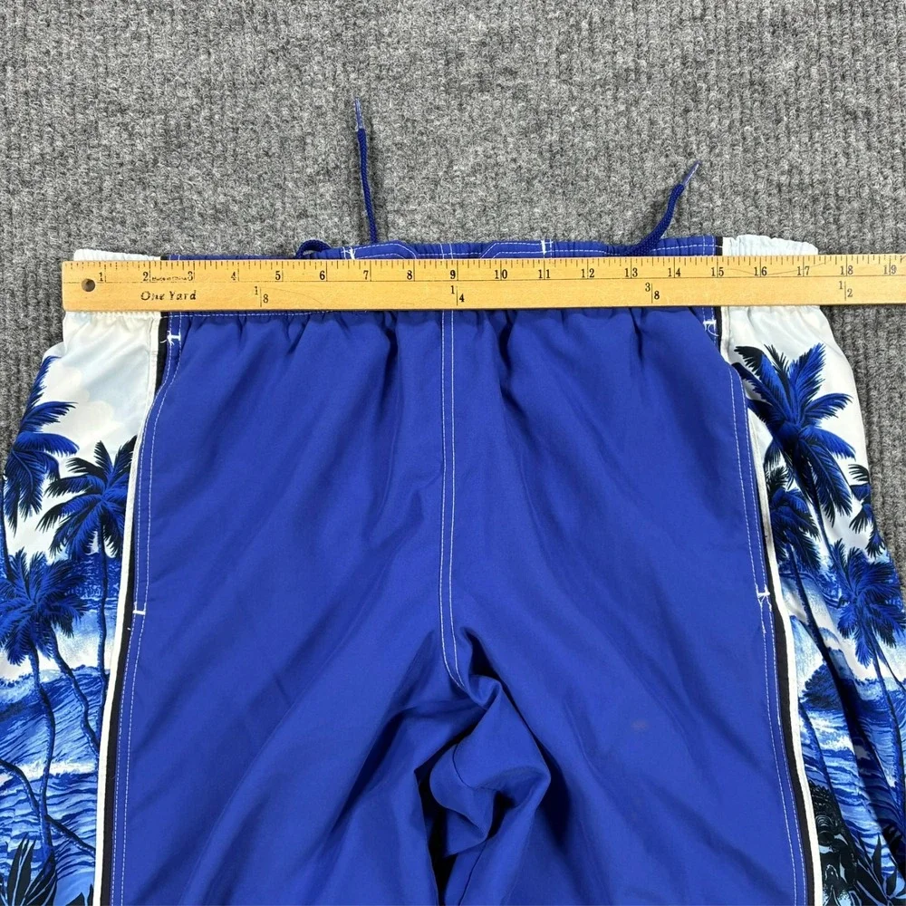 Speedo Mens Swim Trunks Large Blue Tropical Palm Tree Board Shorts Mesh Lined